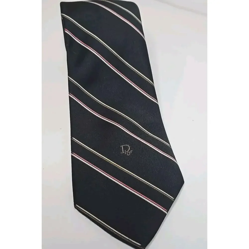 Vintage Christian Dior Tie Stripes Authentic Dior Monogram Luxury Necktie 58